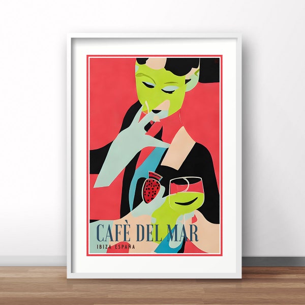 Ibiza poster, Cafe del mar print, Ibiza Spain print, Spanish retro print