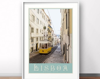 Lisbon Vintage Travel Poster, Portugal Retro Art Print