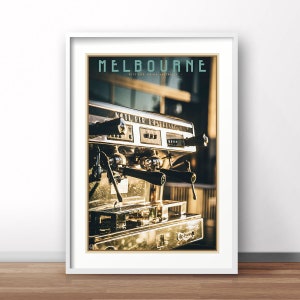 Melbourne coffee retro poster, vintage Australian travel print, Australia coffee poster