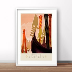 Venice Italy vintage poster, Italian advertising print, retro Italy travel poster