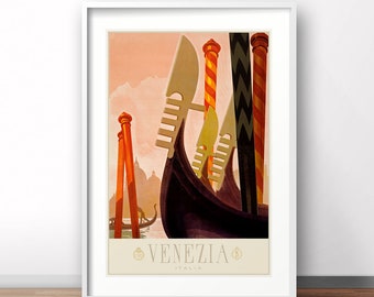 Venice Italy Travel Poster, Vintage Italian Advertising Print