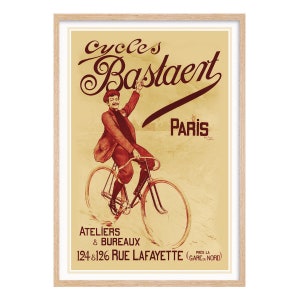Posters vintage Bicycle, Cycles Bastaert vintage print, French travel print, France retro poster, Paris print
