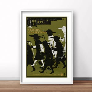 Camino de Santiago Poster – Retro Travel Print of Spain&#39;s Pilgrimage Route, Vintage Wall Art, Gift for Walkers or Hikers
