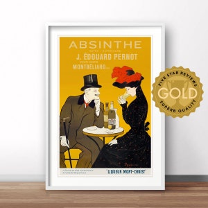 Absinthe Edouard Pernot vintage travel poster, retro French advertising print, vintage France beverage poster