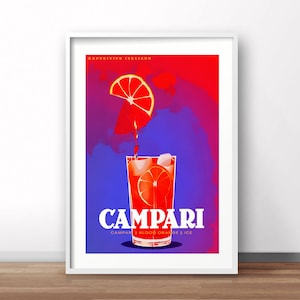 Campari orange Italy, wall art print, Italy retro print, aperitivo, Italian beverage vintage poster