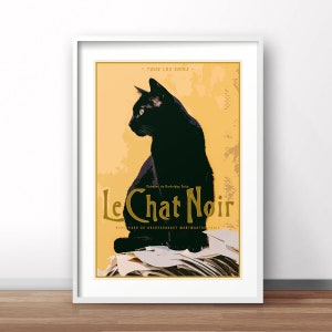 Le Chat Noir Poster – Vintage French Cabaret Print, Retro Paris Wall Art, Black Cat Illustration, French Cafe or Bar Decor