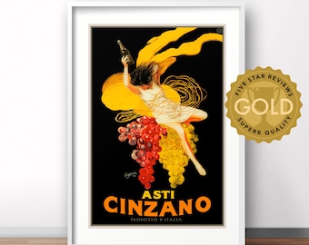Cartel publicitario italiano de Cinzano, impresión Art Déco de Leonetto Cappiello