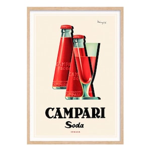 Campari Soda Vintage Plakat, Italien Werbedruck, Italienisches Retro Plakat