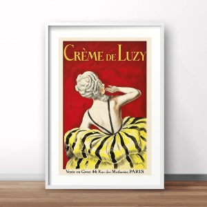French Creme de Lucy poster, Paris, French advertising retro print, vintage cosmetic poster