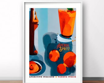 Aperol Spritz Poster, Italy Retro Advertising Print, Art Deco Wall Decor