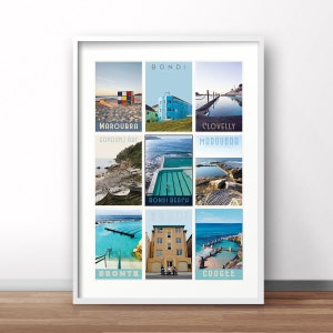 Eastern Beaches Sydney Retro Poster, Bondi Vintage Print, Australien Reiseposter, Sydney
