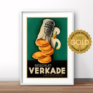 Netherlands Verkade vintage poster, retro print The Netherlands, Dutch advertising poster