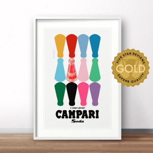 Campari vintage poster, Italian 1950&#39;s advertising print, Italian beverage retro poster