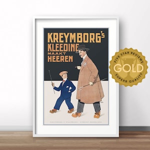 Poster vintage Kreymborg's Netherlands, retro print The Netherlands, Dutch advertising poster, affiche
