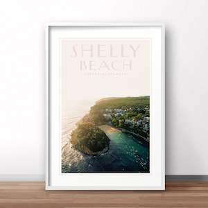 Shelly Beach, Manly, Sydney, travel poster, vintage Australia print, Australian retro poster