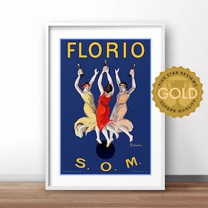 Florio SOM Italy vintage poster, Italian advertising print, Italian beverage retro poster