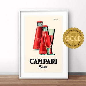 Cartaz vintage Campari Soda, impressão publicitária da Itália, cartaz retrô de bebida italiana