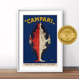 Campari vintage poster, Italy advertising print, Italian beverage retro poster