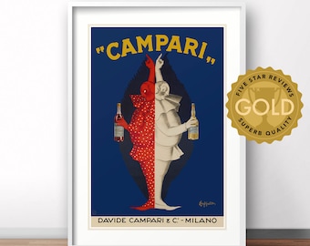 Campari vintage poster, Italy advertising print, Italian beverage retro poster