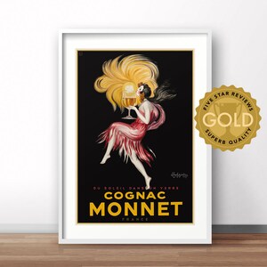 French Cognac Monnet vintage poster, French advertising poster, vintage France retro print