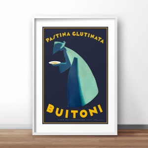 Kitchen vintage print, Buitoni Pasta, retro Italian advertising poster, Italy poster, Italian food print