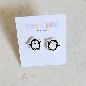 Pendientes de pinguino • pendientes de acero inoxidable