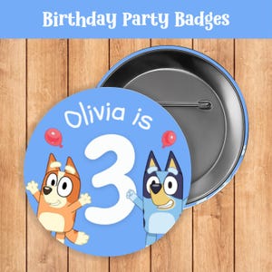 Stitch Kid&#39;s Birthday Party Badges - Number Badge - Personalized Birthday Badge