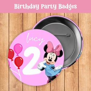 Kid&#39;s Birthday Party Badges - Number Badge - Personalized Birthday Badge