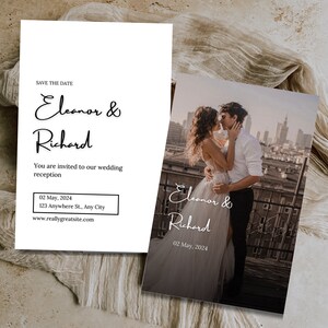 Double-Sided MODERN Photo Save the Date Template, Downloadable, Printable Save the Date, Editable, Instant Download, DIY, Templett,