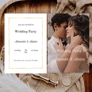 Double-Sided MODERN Photo Save the Date Template, Downloadable, Printable Save the Date, Editable, Instant Download, DIY, Templett,