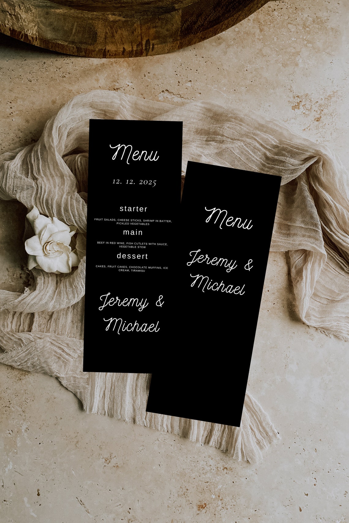 MODERN Black Wedding Menu Template, MINIMALIST Script Wedding Dinner ...