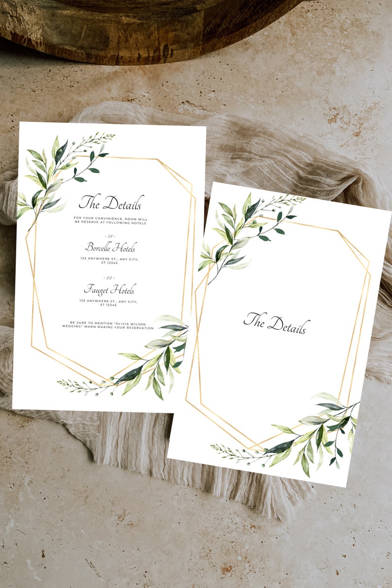 Greenery Wedding Invitation Template, Printable Wedding Invitation ...