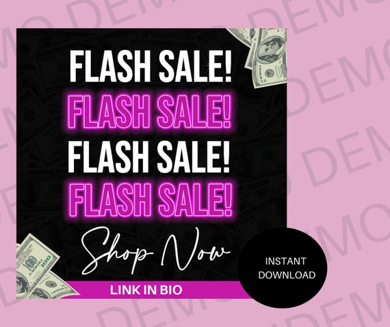 Pre Made Flash Sale Neon Pink Digital Flyer Etsy