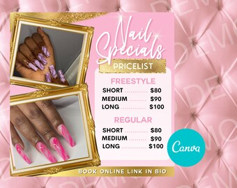Diy Canva Nail Pricelist Flyer Etsy