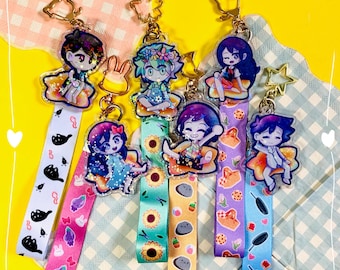 CLEARANCE, OMORI Keyrings headspace ver, keycharms and Accessories, Aubrey, Basil, Kel, Hero, Mari