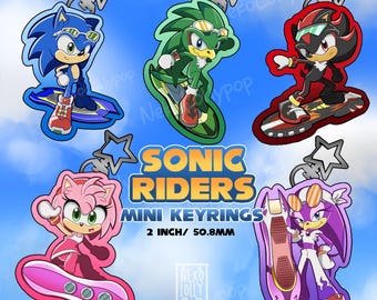 Sonic Riders, Mini Keyrings, 2 Inchs, Sonic, Jet, Shadow, Amy Rose