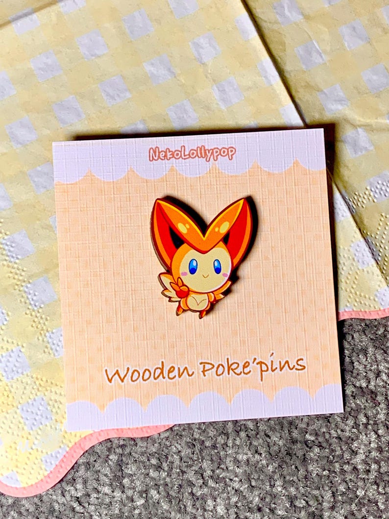 NEW PINS!, Pokechibis, 35mm Wooden Pins, Cute Chibis, Jirachi, Victini ...