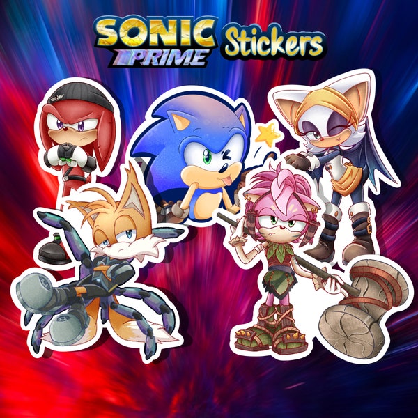 Sonic the hedgehog || Matte Vinyl Stickers || Sonic Prime || Netflix Series || Sonic, Tails, Knuckles, Amy, Rouge ||