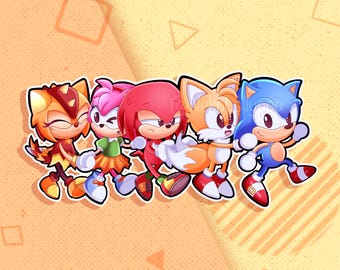 Sonic Superstars, Matte Vinyl Stickers, Cute series, Video Game stickers, Cute Stickers