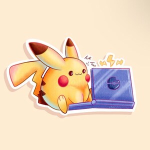 Souris électrique épaisse || Stickers kawaii || Autocollant mignon || Monstres de poche ||  Stationnaire || Sticker pour ordinateur portable