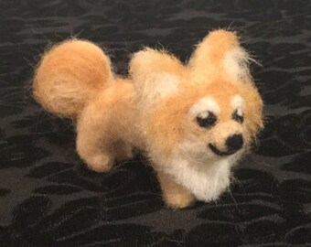 Needle Felt Pomeranian Chihuahua - Felt Dog - Felt Animals - Dog Ornament - Pomchi  - Dog Figurine - Dog Gift - Dog Plush