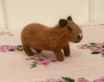 Needle Felt Capybara - Felt Animals - Guinea Pig - Capybara Ornament - Cavy - Exotic Animals - Capybara Gift - Miniature - Wool Animals