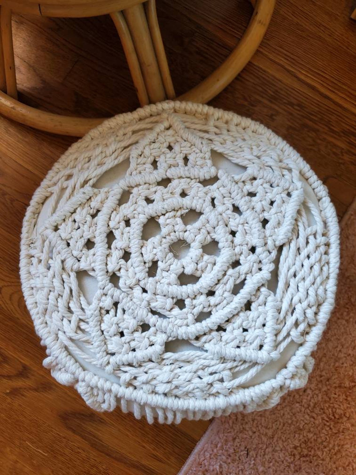 FREE SHIPPING Boho Macrame stool footstool. ottoman modern | Etsy
