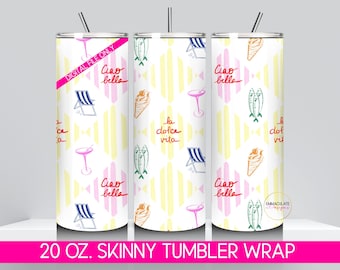 La Dolce Vita Tumbler Wrap: Italian Summer Amalfi Coast (PNG Digital Download)