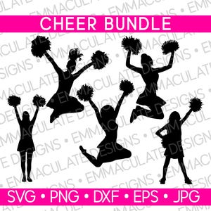 Cheerleader silhouet SVG-bundel: cheerleading-afbeeldingen (digitale download