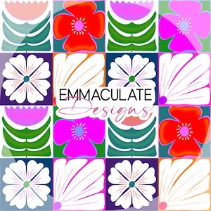 Artsy Floral Seamless File | Bold Flower Seamless Pattern | Floral Digital Illustration