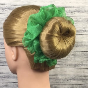 Green Crystal Organza XL Scrunchie Hair Ties - Ponytail Holder - Hair Accessories - Approx 5 inches wide