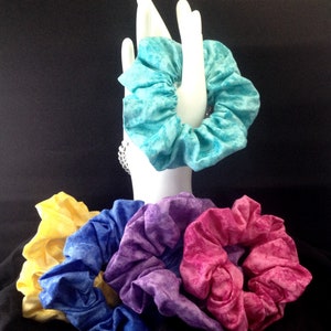 MultiColor Fun Bright Print - Set of 5 Scrunchie Hair Ties - Ponytail Holder -Hair Accessories - Cotton Fabric - Approx 5 inch wide