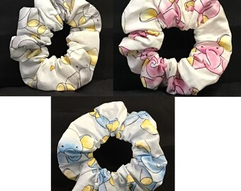 Scrunchie Hair Ties/100% Cotton/Hair Accessories/Ponytail Holder/Choice of Elephant Color Pattern