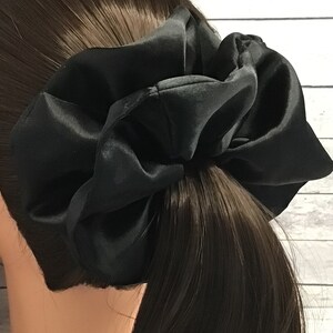 Black Charmeuse Satin XL Scrunchie Hair Ties - Ponytail Holder - Hair Accessories  - Approx 6 inches wide